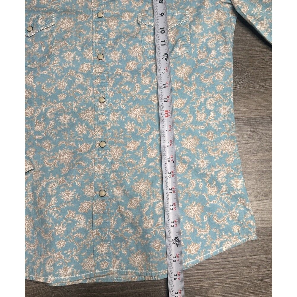 Panhandle Rough Stock Womens Light Blue Paisley Long Sleeve Western Snap Shirt M - Picture 4 of 7